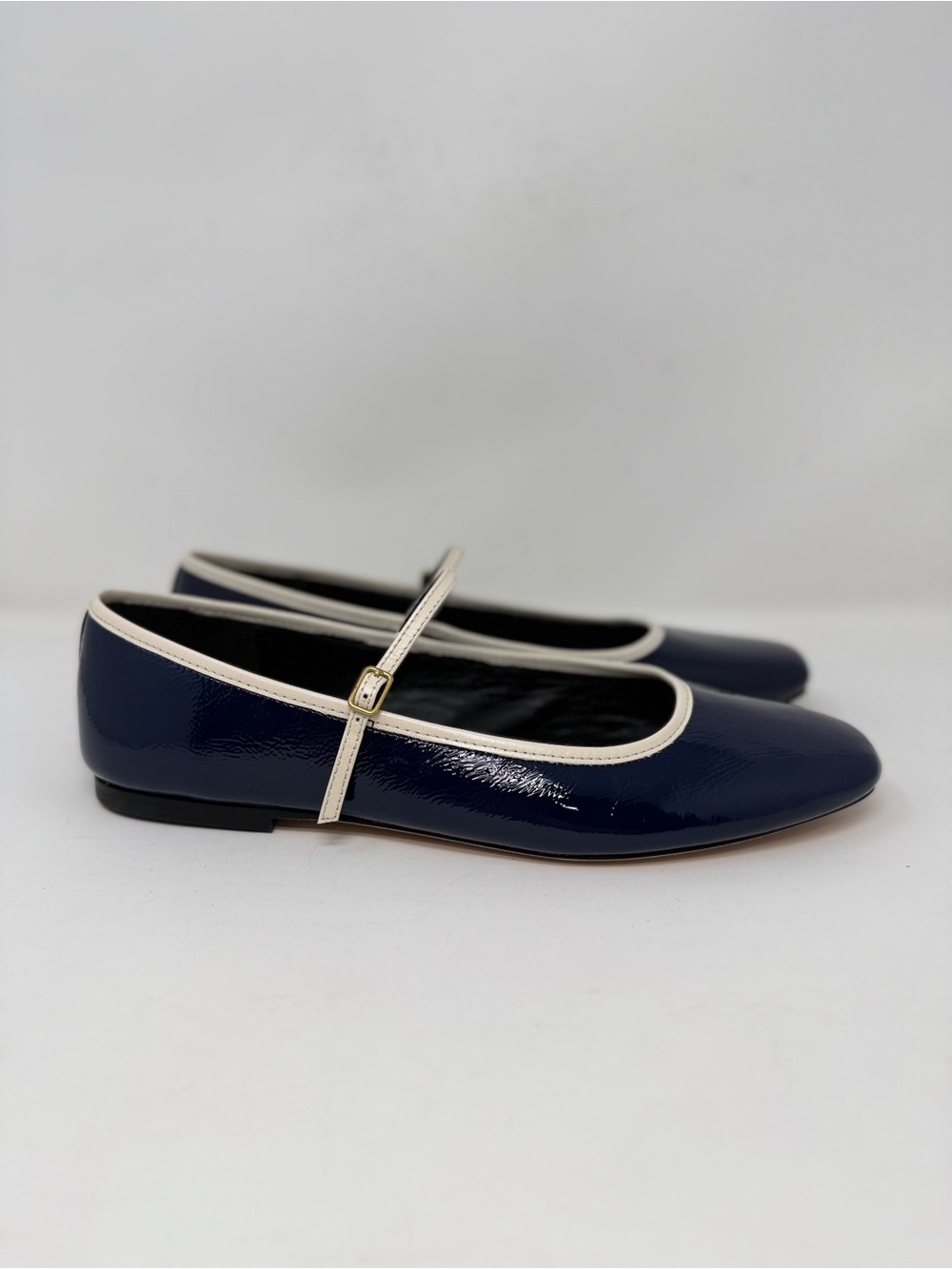 New Veronica Beard Ellie Mary Jane Flat Navy Ecru Sz 8 - Picture 4 of 14